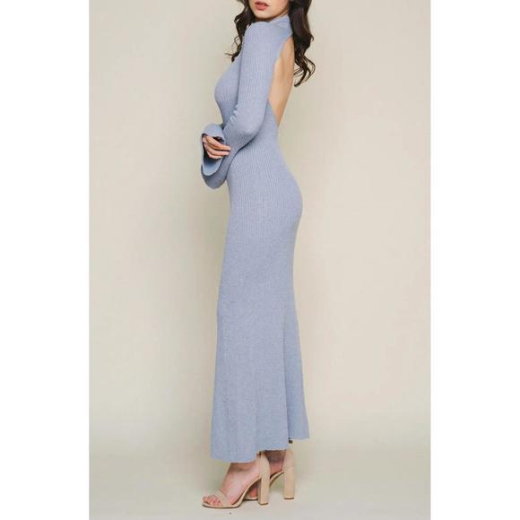 NEW SWEATERLAND cut-out back maxi dress in dusty blue - Picture 2 of 2